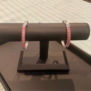 Two beautiful Raspberry Rhodolite Garnet 925 silver 7.5 inch bangle bracelets